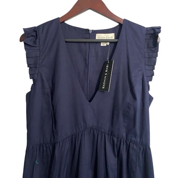 NWT Anthropologie Sachin Babi Rosa Dress Women’s 10 Cotton Maxi Blue Polka Dot - Picture 3 of 10